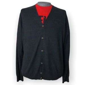 Izod Classic Button Down V-Neck Grandpa Preppy Vintage Cardigan Sweater